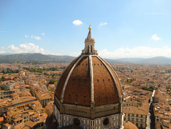 High angle view of cathedral against cloudy sky