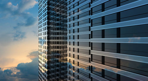 Low angle view of modern building against sky