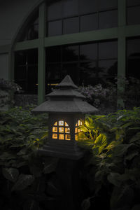 Close-up of window of house at night