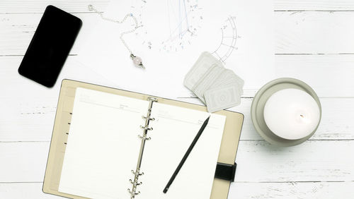 Directly above shot of objects on table