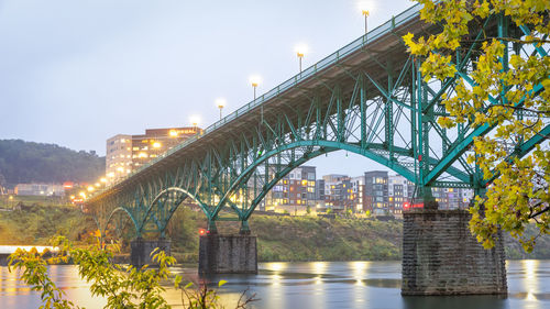 View of bridge over river in city