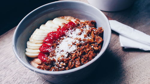 Close-up of food on table