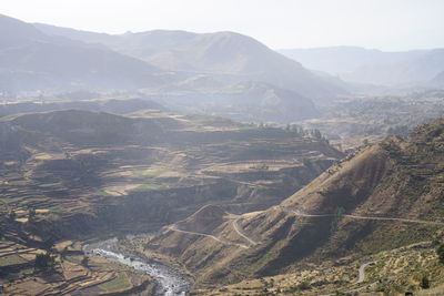 Scenic view of mountains against sky