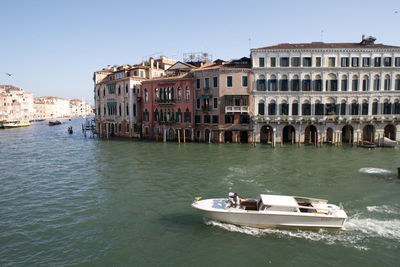 View of boats in canal