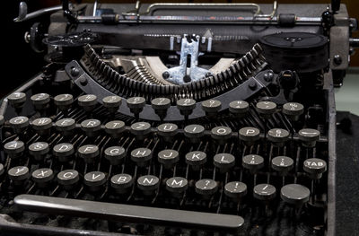 Close-up of antique typewriter