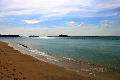 Scenic view of beach against sky