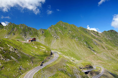 High angle view of transfagarasan road on mountain