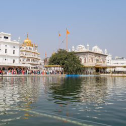 Beautiful view of golden temple - harmandir sahib in amritsar, punjab, india, famous indian sikh