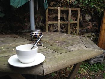 Tea cup on table