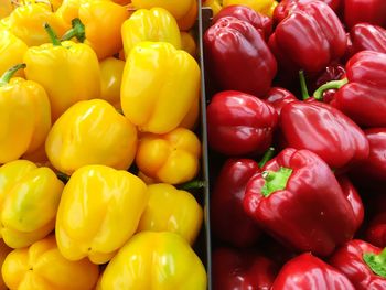 Full frame shot of bell peppers for sale in market