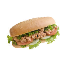 Close-up of sandwich against white background