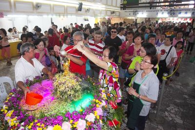 Group of people at market stall