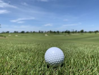 Close-up of ball on grassland
