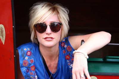 Close-up of young woman in sunglasses