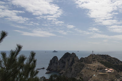 Scenic view of beach and sea against sky