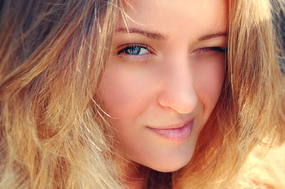 Close-up portrait of beautiful young woman