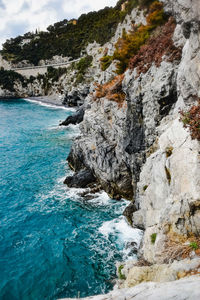 Scenic view of sea and rocks