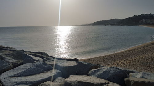 Scenic view of sea against clear sky