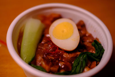 High angle view of taiwanese foods served on table