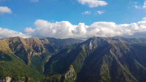 Panoramic view of mountains against sky