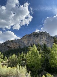 Scenic view of land and mountains against sky