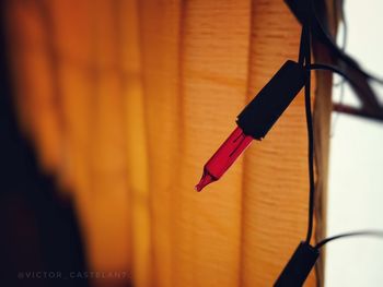 Close-up of pen on table