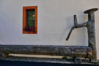 Old building seen through window