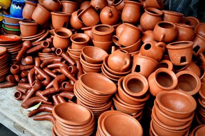 High angle view of various for sale at market