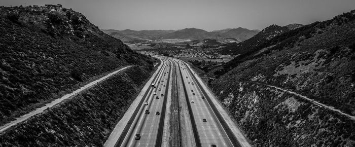 High angle view of cars on road