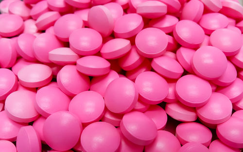 Full frame shot of pink medicines