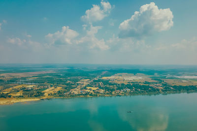 Aerial view of sea against sky