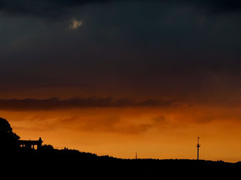 Silhouette landscape against sky during sunset