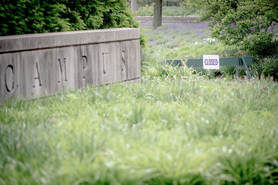 Information sign on field