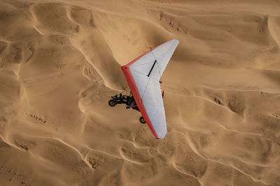 High angle view of sand dunes in desert