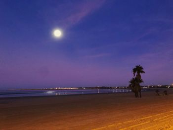 Scenic view of sea against sky at night