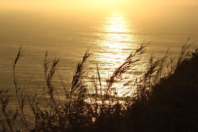 Scenic view of sea against sky during sunset