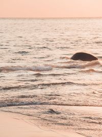 Scenic view of sea against clear sky during sunset