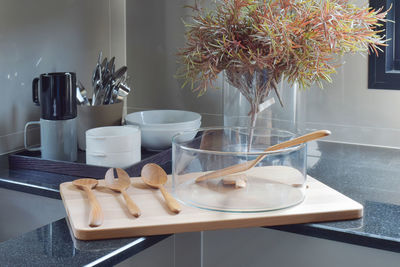 Potted plant on table at home