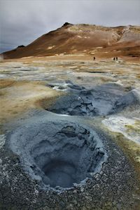 Scenic view of volcanic landscape against sky