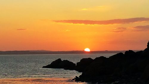 Scenic view of sea at sunset