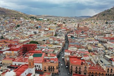 High angle view of townscape against sky