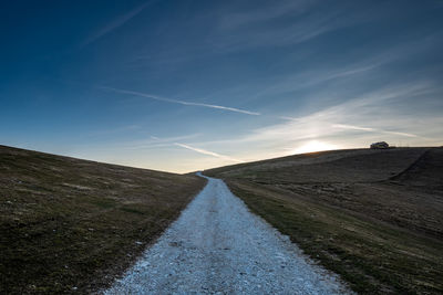 A lonely road on a hill in val formica - altopiano di asiago