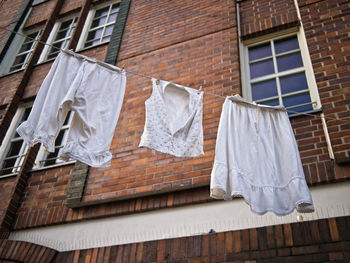 Low angle view of clothes drying on clothesline