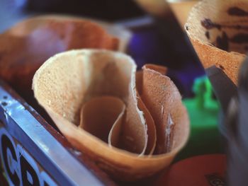 High angle view of breakfast on table