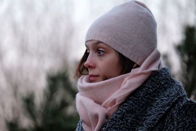 Close-up of woman during winter