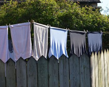 Towels drying on clothesline