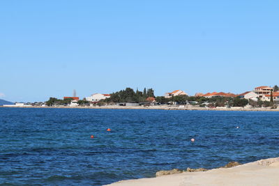 Scenic view of sea against clear sky