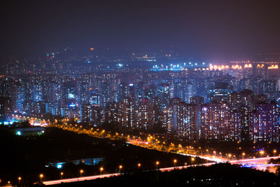 Illuminated city at night