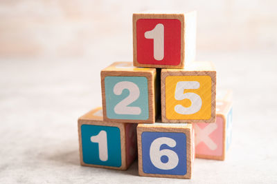 Close-up of toy blocks on table