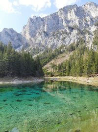 Scenic view of lake and mountains